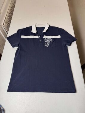 Versace Collection Medusa Polo Shirt Mens M Navy Italy Sz XXL / US L see measure